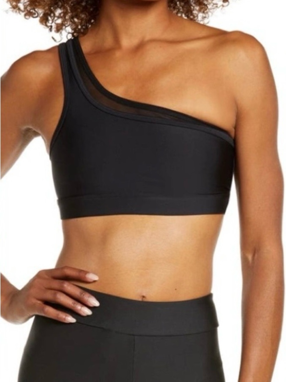 ALO Yoga One-Shoulder Crop Sports Bra in Black